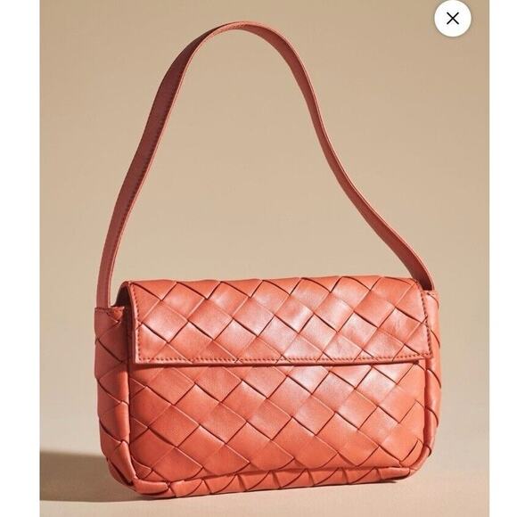Anthropologie Handbags - Anthropologie Woven Leather Shoulder Bag Terracotta MSRP $158